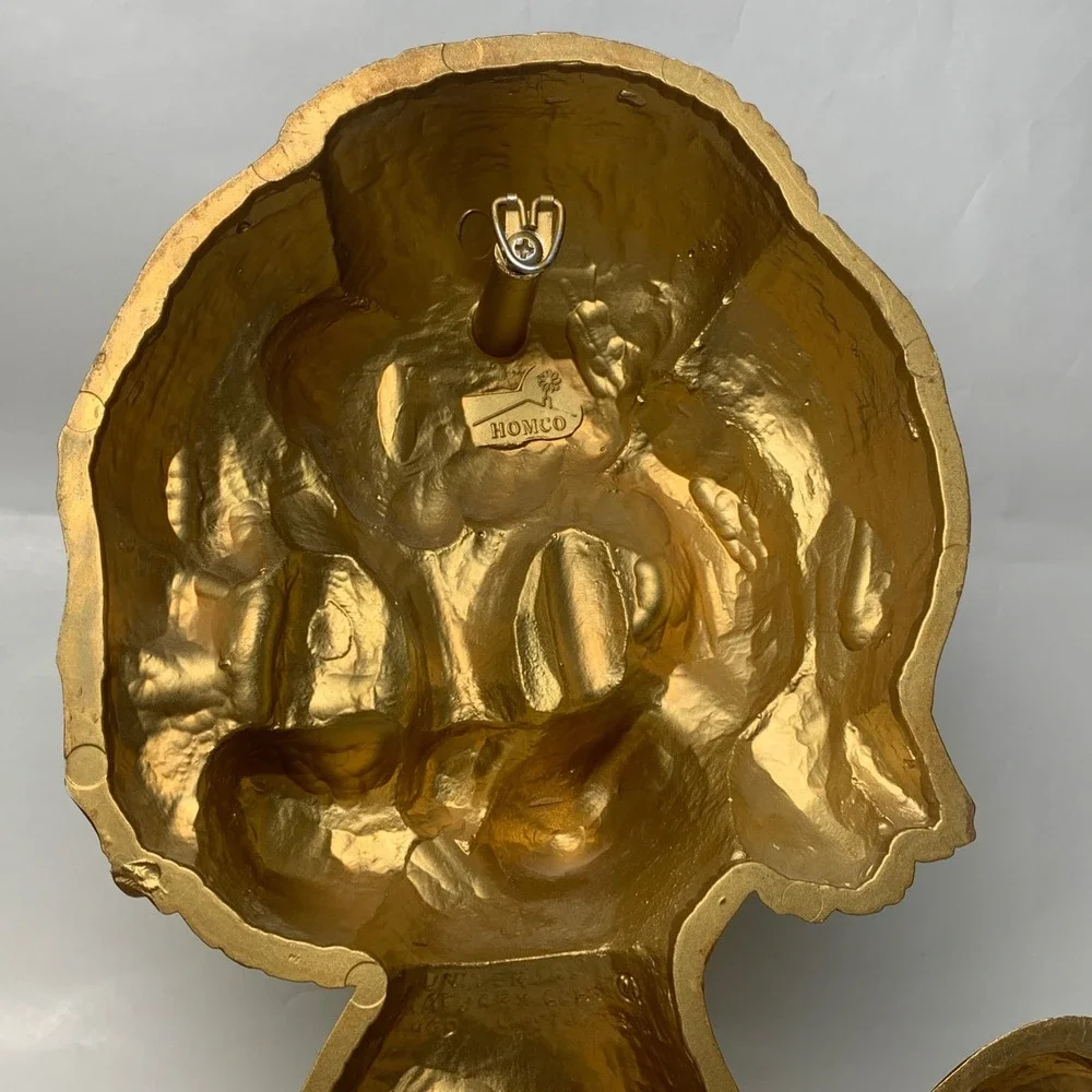 Vintage 1975 Homco Lion Wall Plaques Gold Pair Universal Statuary Corp 7375 7376
